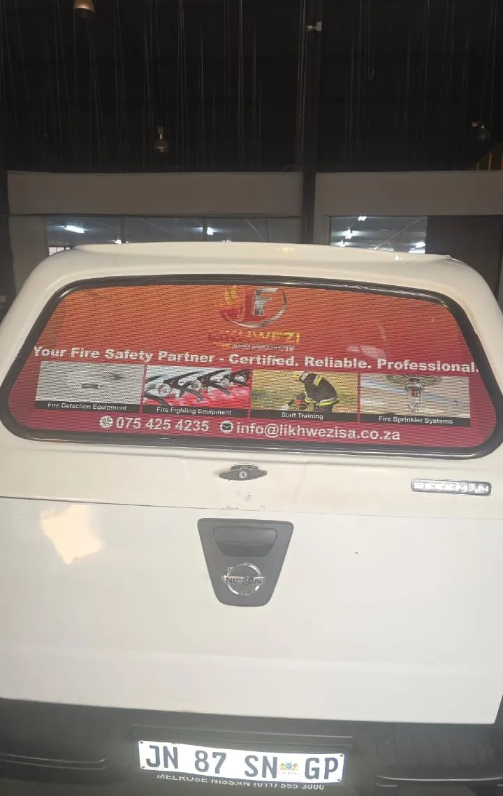 Likhwezi Fire and Projects branded vehicle at their premises